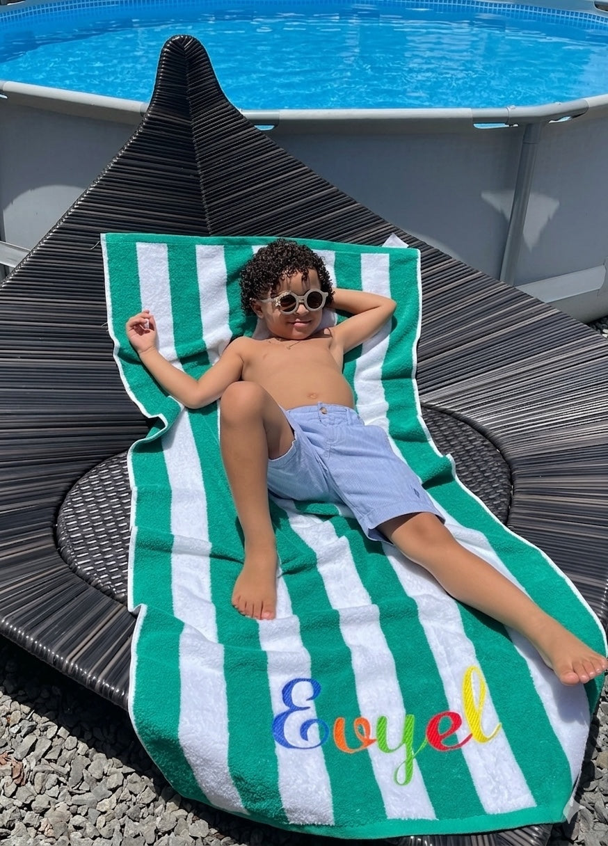 Toalla de Playa Personalizada Premium (30" x 60") - Diseño Cabana Stripe