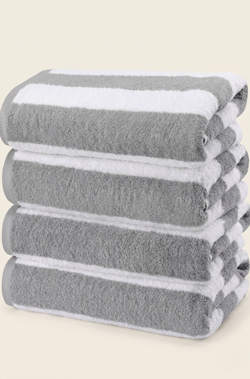 Toalla de Playa Personalizada Premium (30" x 60") - Diseño Cabana Stripe